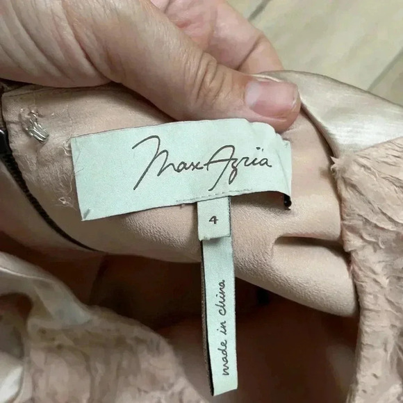 BCBG Max Azria Blush Pink Silk Feather Dress Sz 4 - Picture 4 of 9